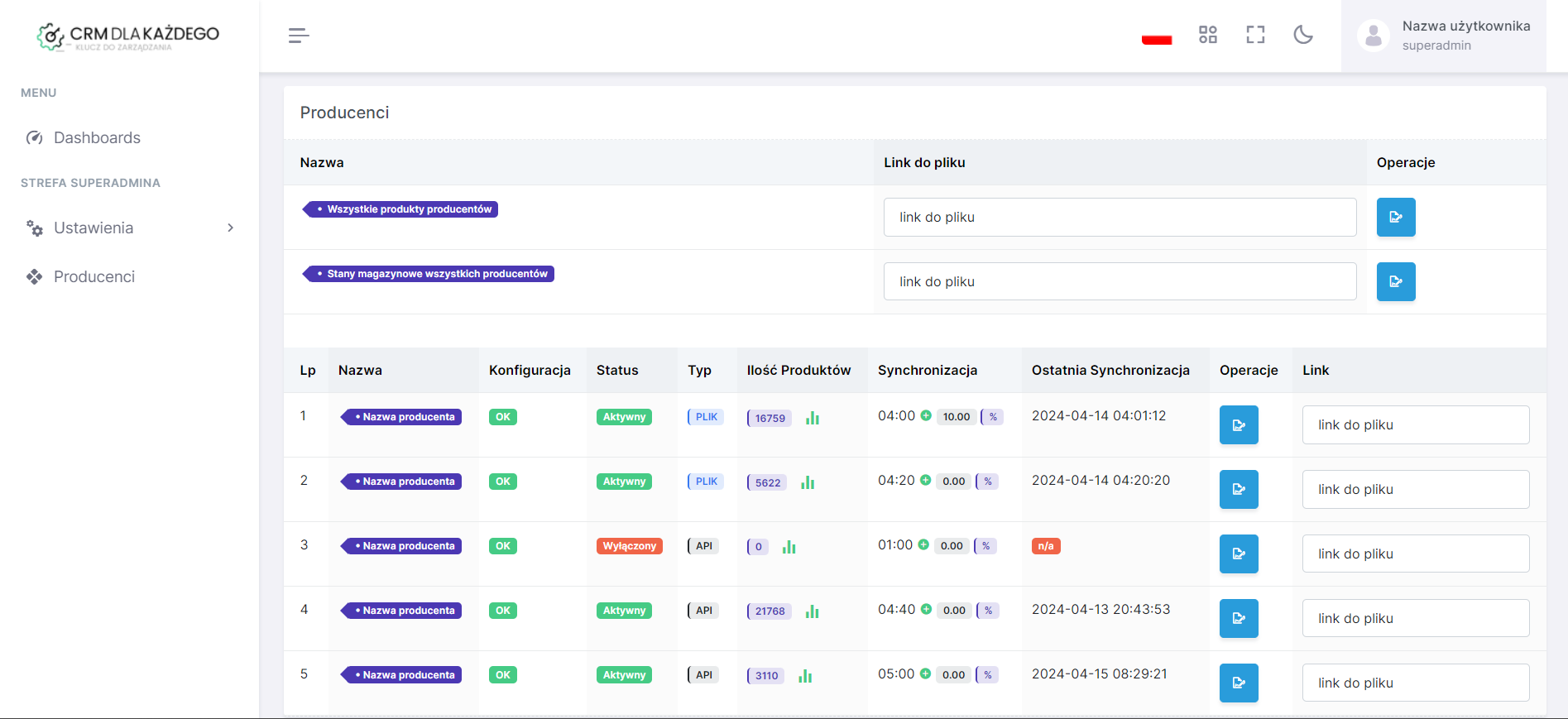 aplication main page